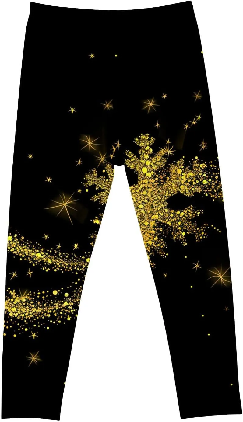 Kids Purple Galaxy Print Leggings Stretchy Comfortable Activewear for Girls Elastic Waistband