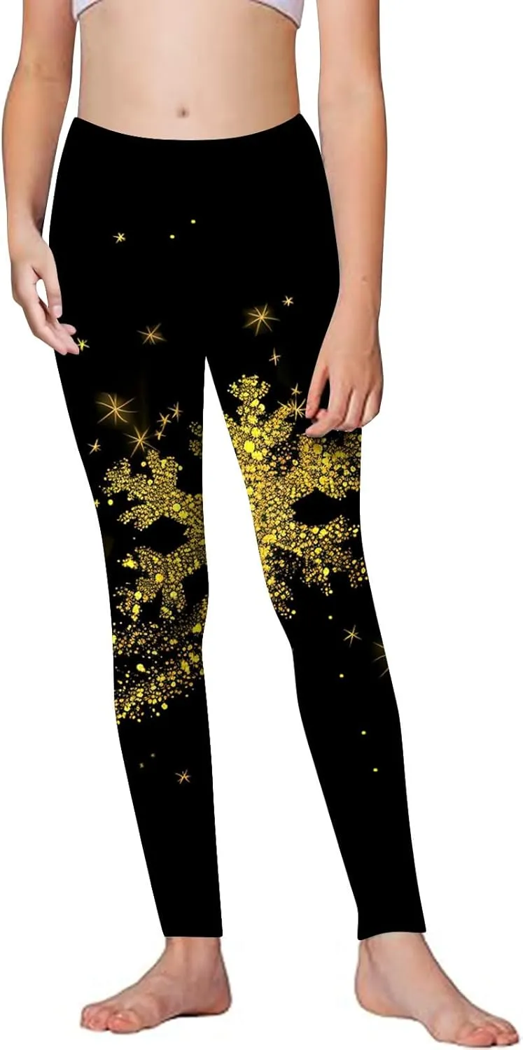 Kids Purple Galaxy Print Leggings Stretchy Comfortable Activewear for Girls Elastic Waistband