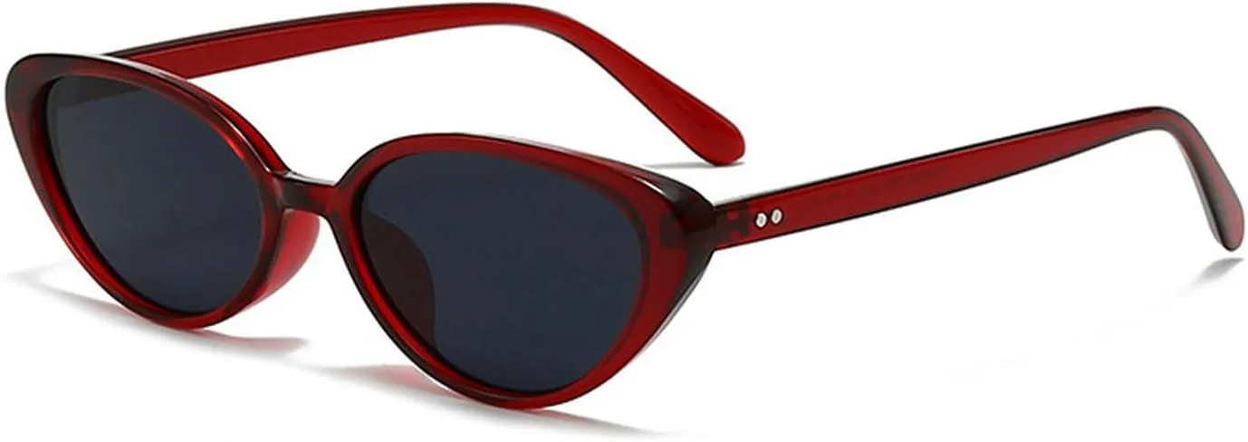 laureles Retro Cat Eye Sunglasses for Women Vintage Fashion Wine Red Small Oval Sun Glasses Men Shades