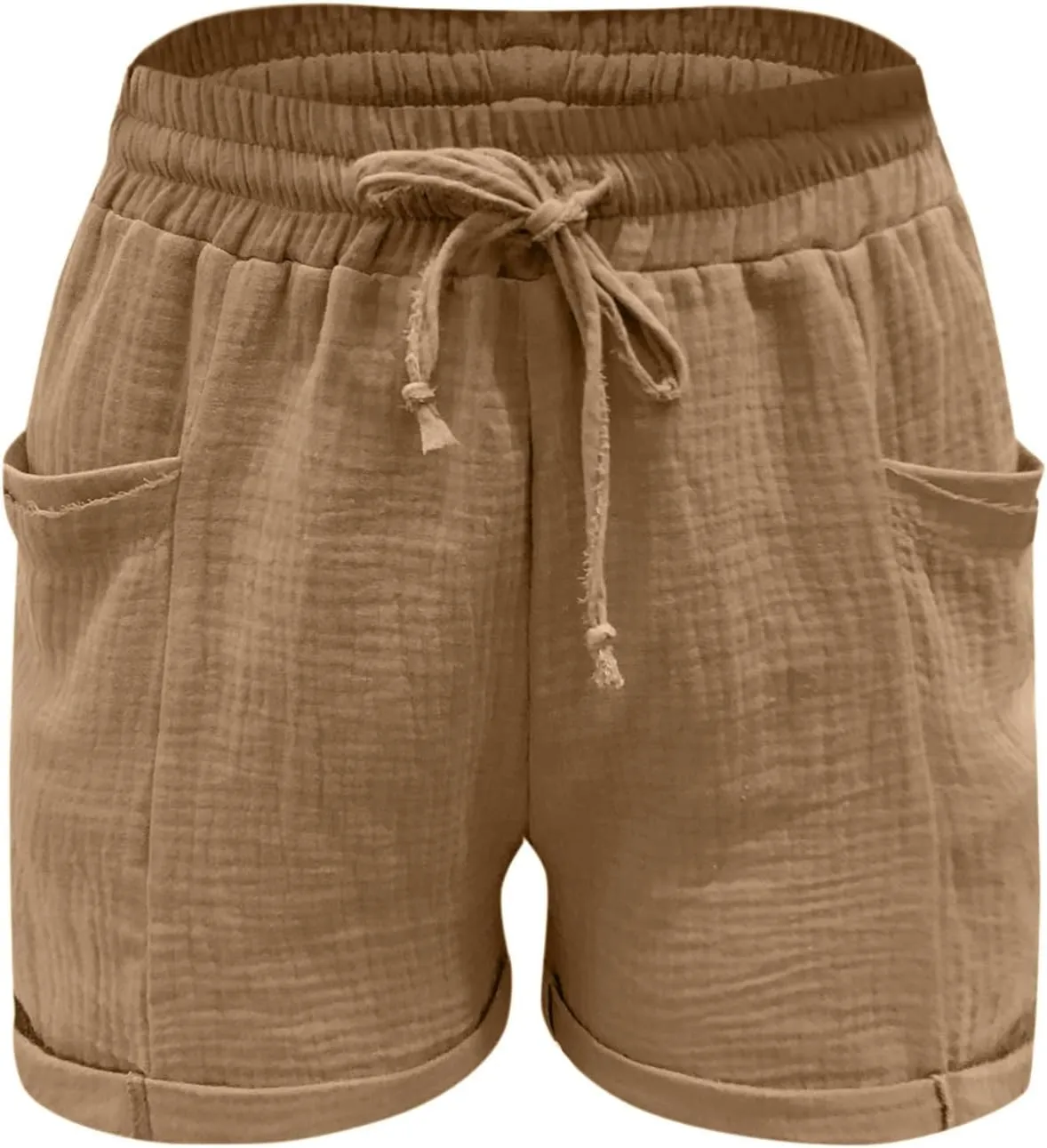 Linen Shorts for Women High Waisted Wide Leg Drawstring Casual Summer Beach Shorts Plus Size Cute Flowy Lounge Shorts