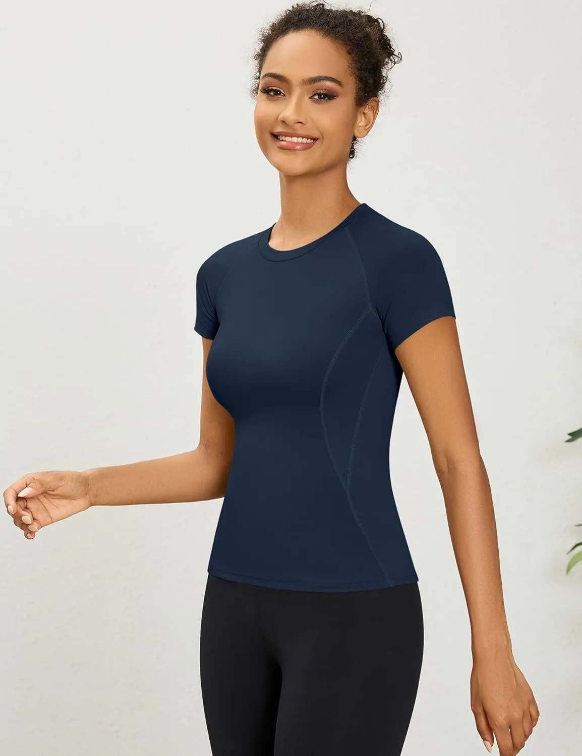 LOMON Womens Workout Tops Short Sleeve Raglan Athletic Shirts Yoga Gym Crewneck Quick Dry Tshirts