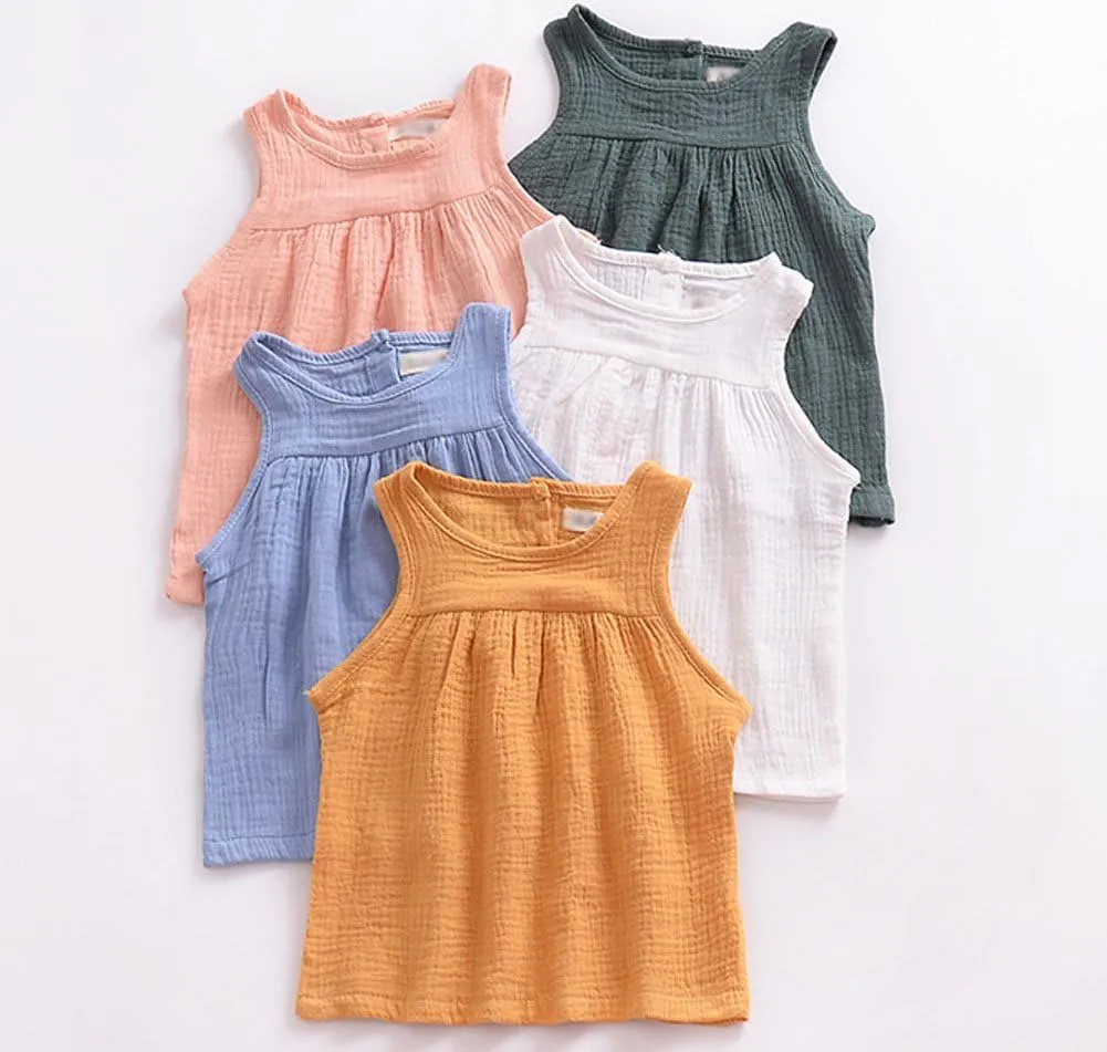 LOOLY Baby Outfits Unisex Girls Boys Cotton Linen Blend Tank Tops and Bloomers