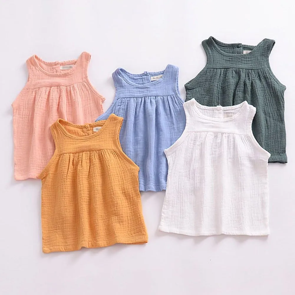 LOOLY Baby Outfits Unisex Girls Boys Cotton Linen Blend Tank Tops and Bloomers