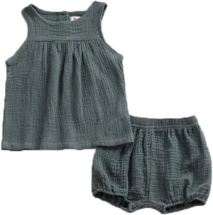 LOOLY Baby Outfits Unisex Girls Boys Cotton Linen Blend Tank Tops and Bloomers