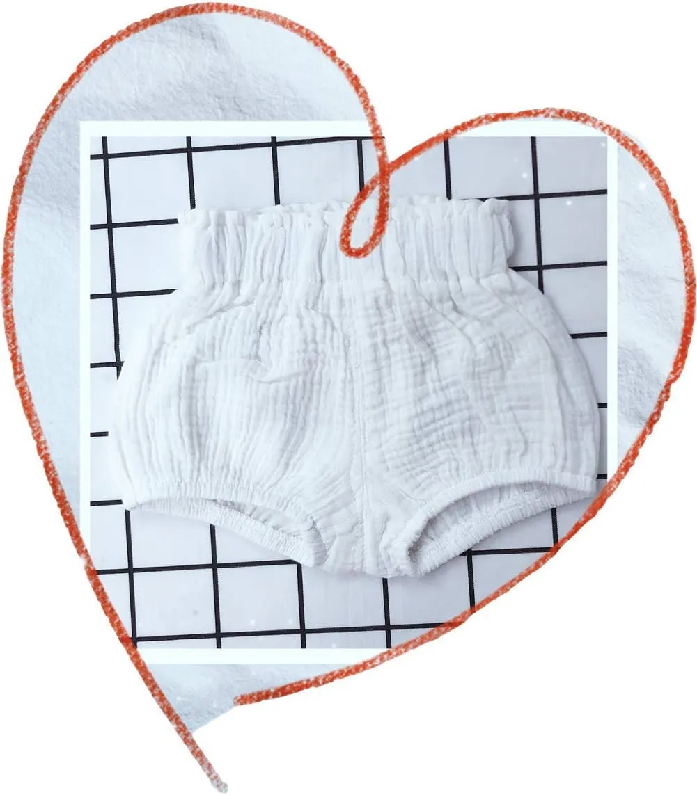LOOLY Unisex Baby Girls Boys 3 Pack Cotton Linen Blend Bloomer Shorts