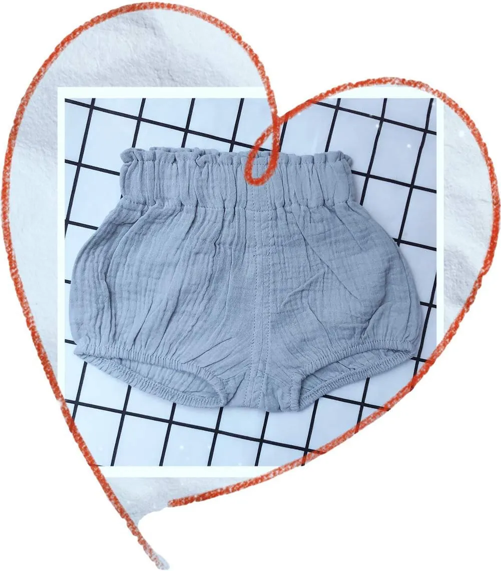 LOOLY Unisex Baby Girls Boys 3 Pack Cotton Linen Blend Bloomer Shorts