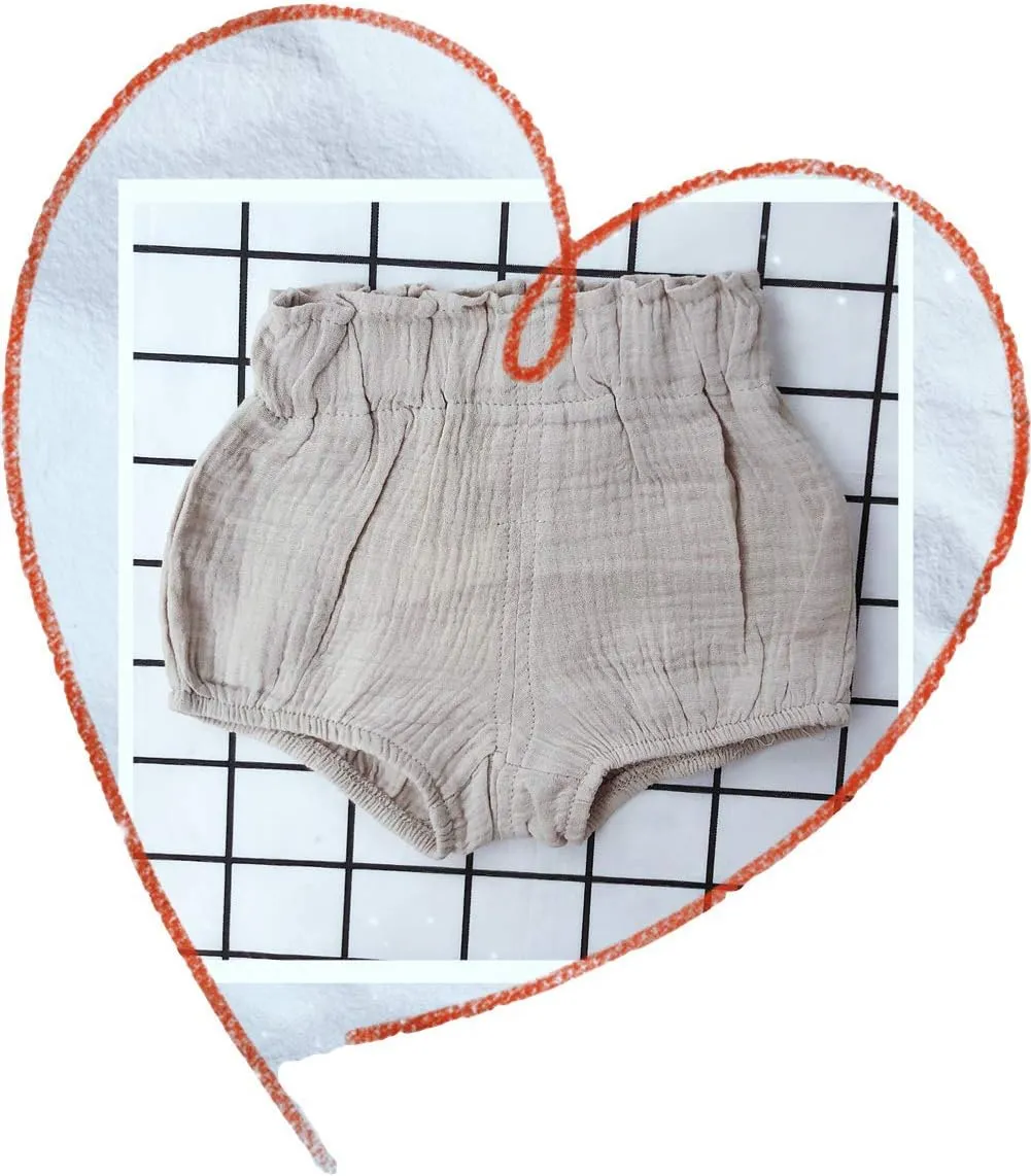LOOLY Unisex Baby Girls Boys 3 Pack Cotton Linen Blend Bloomer Shorts