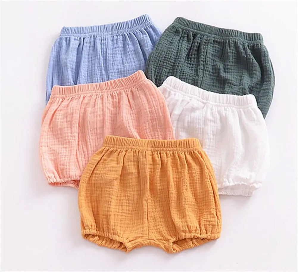 LOOLY Unisex Baby Girls Boys 3 Pack Cotton Linen Blend Bloomer Shorts