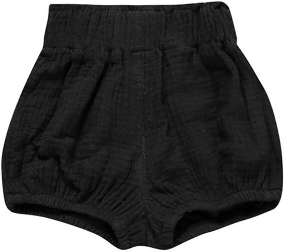 LOOLY Unisex Baby Girls Boys 3 Pack Cotton Linen Blend Bloomer Shorts