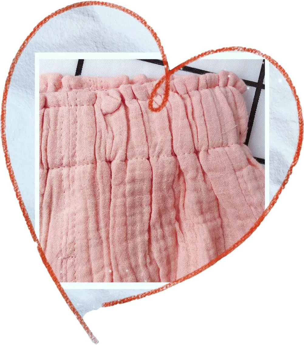 LOOLY Unisex Baby Girls Boys 3 Pack Cotton Linen Blend Bloomer Shorts