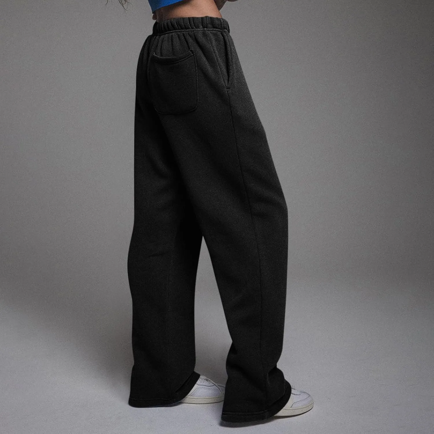 Low Rise Sweatpants for Women Baggy Drawstring Straight Leg Track Pants Fleece Lined Workout Pants with Pockets