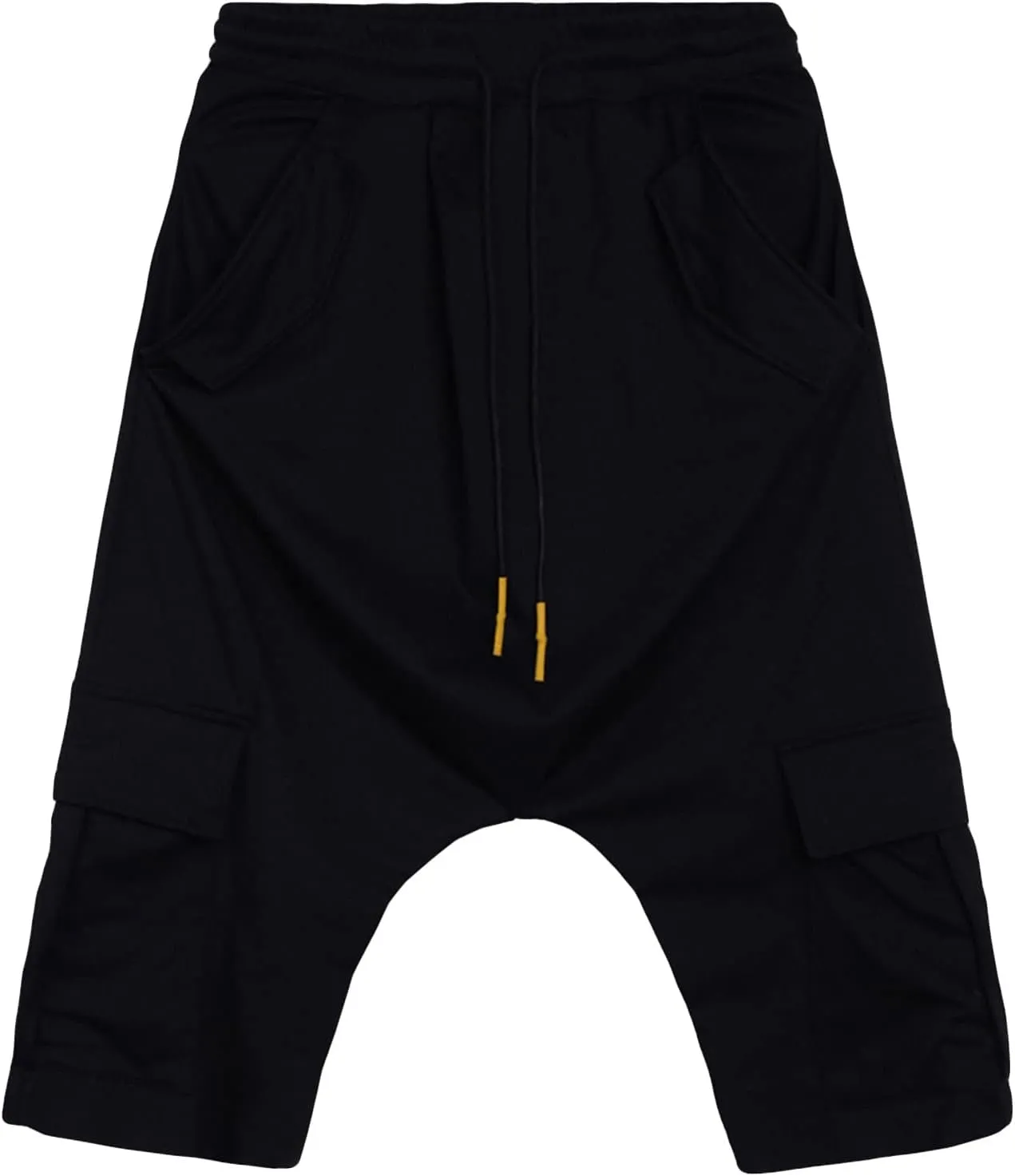 Maiyifu-GJ Men's Baggy Low Crotch 3/4 Joggers Hippie Harem Jogger Capri Pants Multi Pockets Drop Crotch Yoga Sweatpants