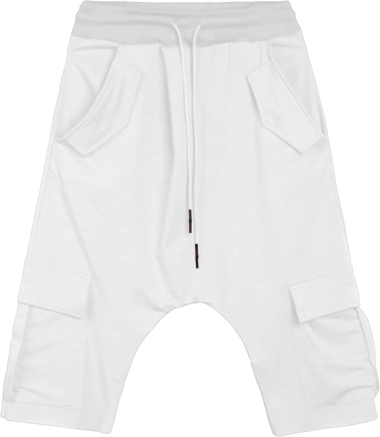 Maiyifu-GJ Men's Baggy Low Crotch 3/4 Joggers Hippie Harem Jogger Capri Pants Multi Pockets Drop Crotch Yoga Sweatpants