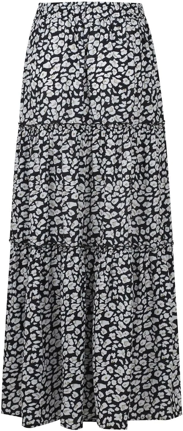 Maxi Skirt for Women 2025 Vacation Summer Tiered High Waisted Skirt Pleated Aline Work Flowy Long Skirts with Pockets