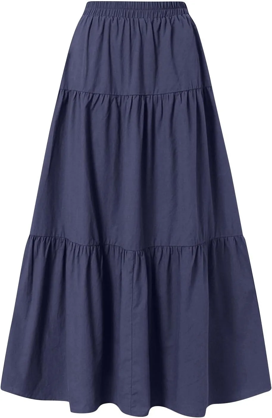 Maxi Skirt for Women Summer Drawstring High Waisted Aline Skirts Swing Tiered Ruffle Long Beach Skirt (S-2Xl)