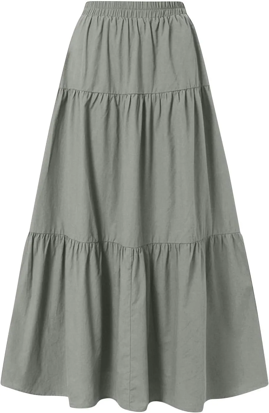 Maxi Skirts for Women Trendy Summer Drawstring Elastic High Waisted A Line Skirt Boho Tiered Smocked Long Flowy Skirt