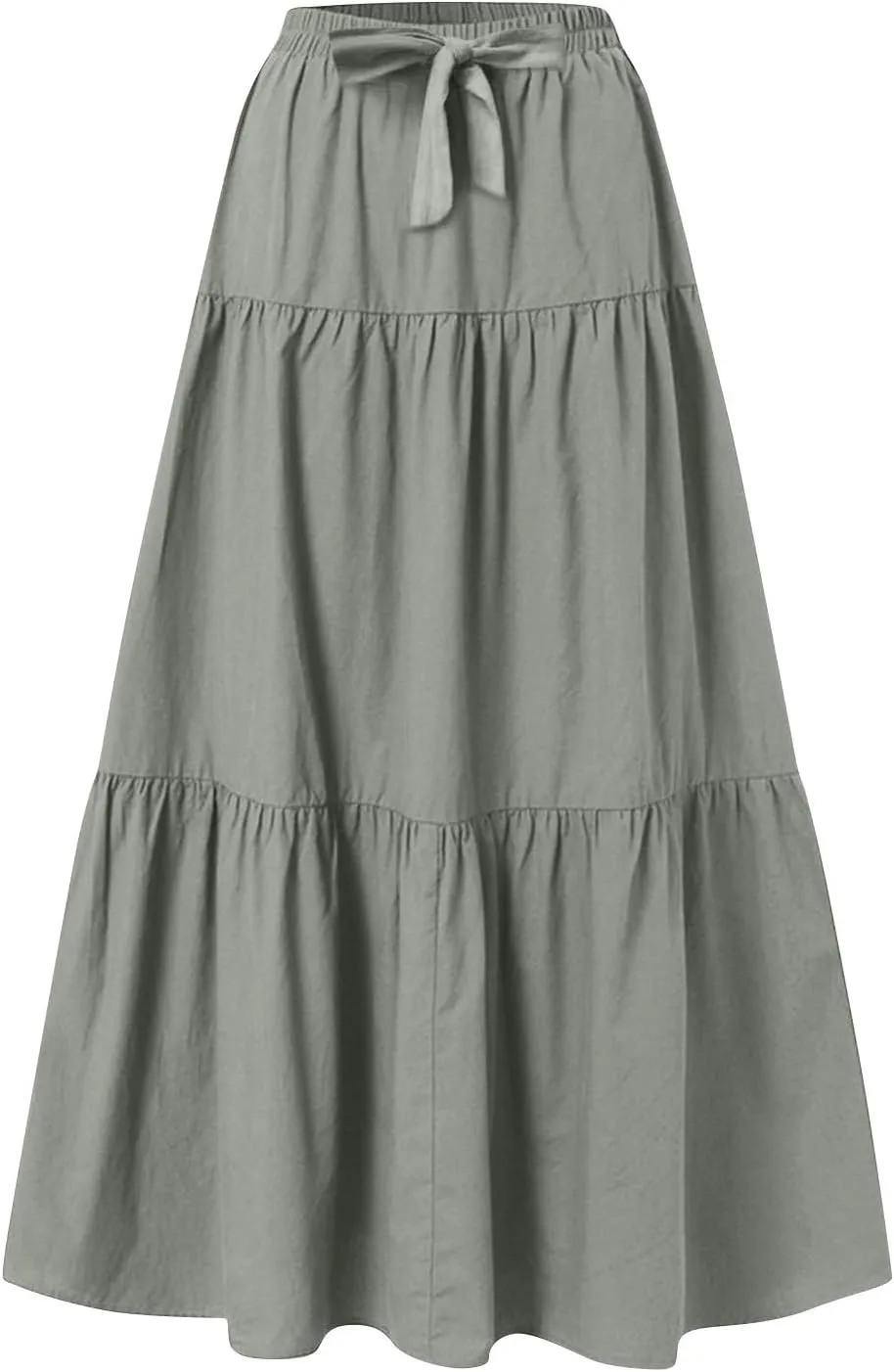 Maxi Skirts for Women Trendy Summer Drawstring Elastic High Waisted A Line Skirt Boho Tiered Smocked Long Flowy Skirt