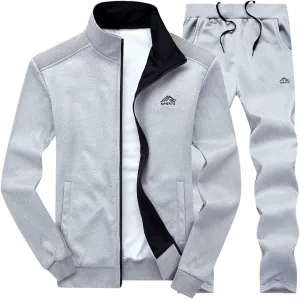 Men Activewear 2 Piece Outfits Fall Casual Full Zip Warm Sweatshirt Jogger Sweatpants Set Gym Training Tracksuits