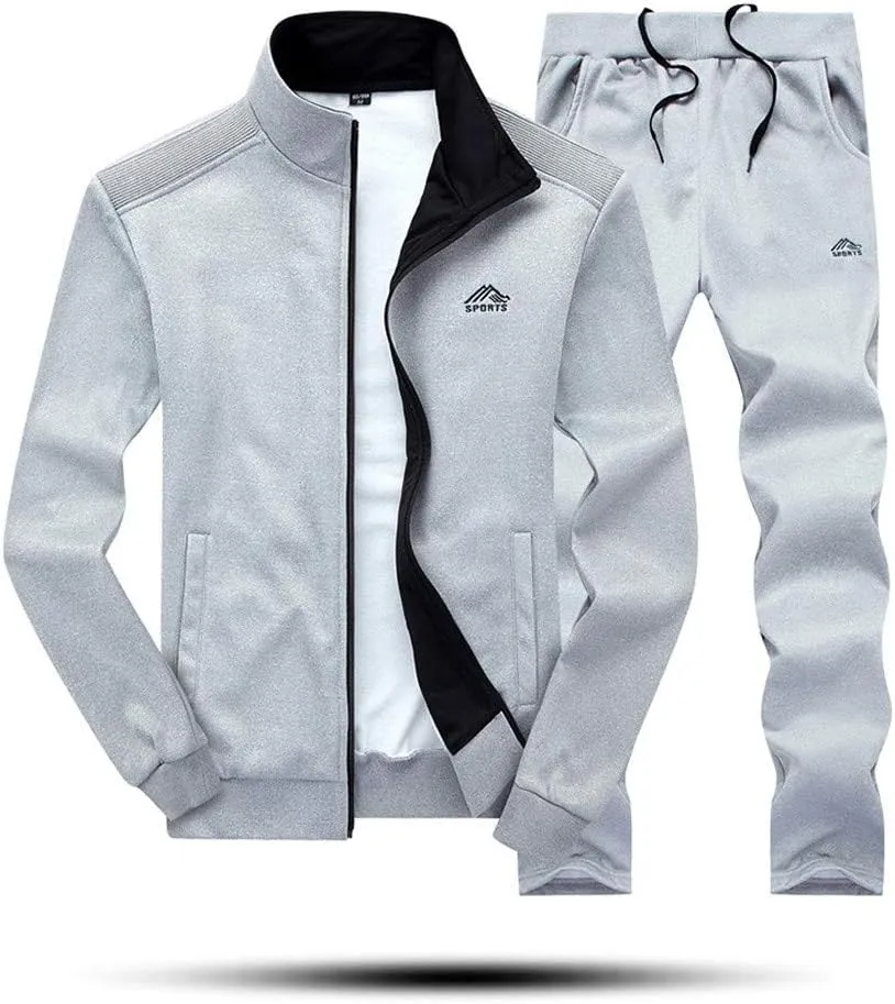 Men Activewear 2 Piece Outfits Fall Casual Full Zip Warm Sweatshirt Jogger Sweatpants Set Gym Training Tracksuits