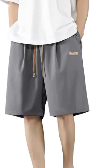 Men Athletic Shorts with Pockets Quick Dry Summer Workout Casual Trendy Lightweight Activewear Ice Silk Trunks