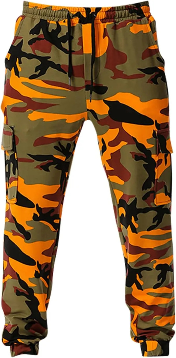 Men Camo Cargo Jogger Sweatpants Casual Camouflage Work Cargo Pants Baggy Elastic Waist Pants with Pockets