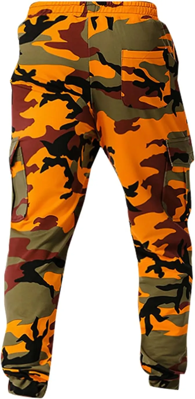 Men Camo Cargo Jogger Sweatpants Casual Camouflage Work Cargo Pants Baggy Elastic Waist Pants with Pockets