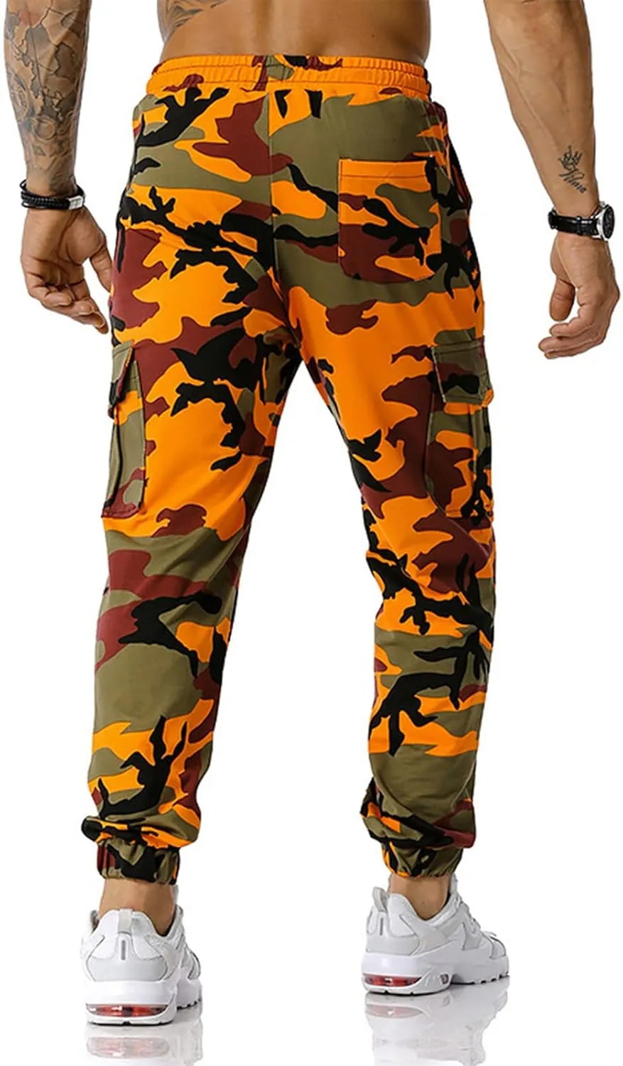 Men Camo Cargo Jogger Sweatpants Casual Camouflage Work Cargo Pants Baggy Elastic Waist Pants with Pockets