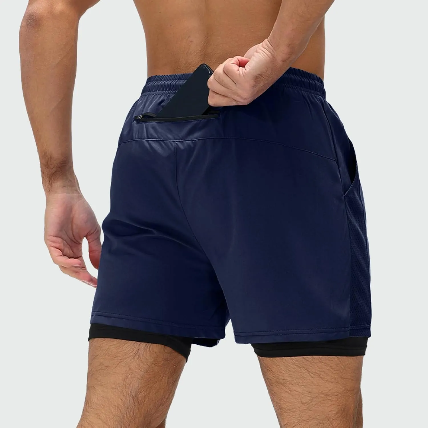 Men's Athletic Running Shorts with Pockets Quick Dry Elastic Gym Casual Basketball Lightweight Activewear Trunks