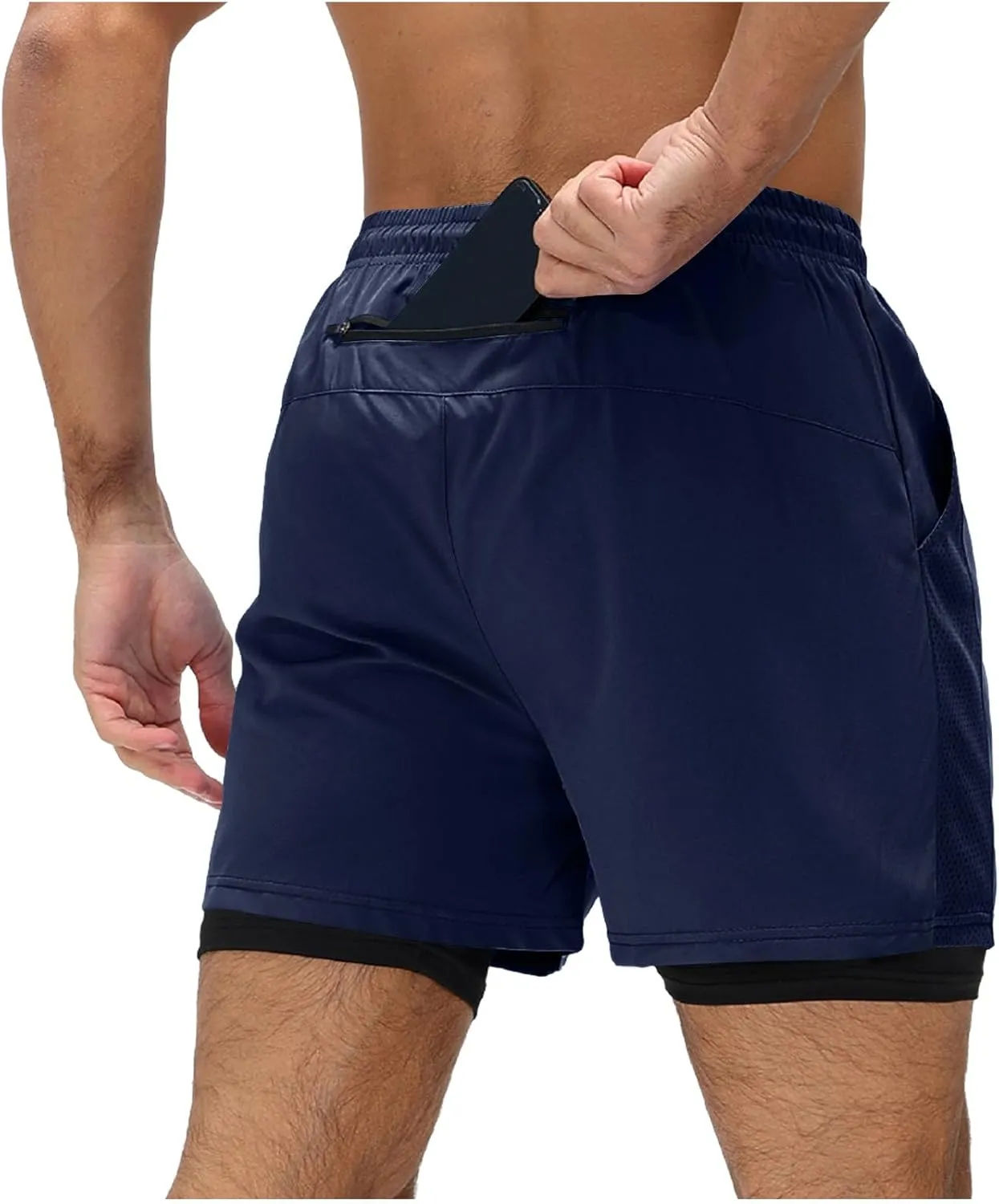Men's Athletic Running Shorts with Pockets Quick Dry Elastic Gym Casual Basketball Lightweight Activewear Trunks