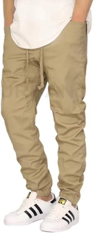 Men's Black Twill Drop Crotch Jogger Pants