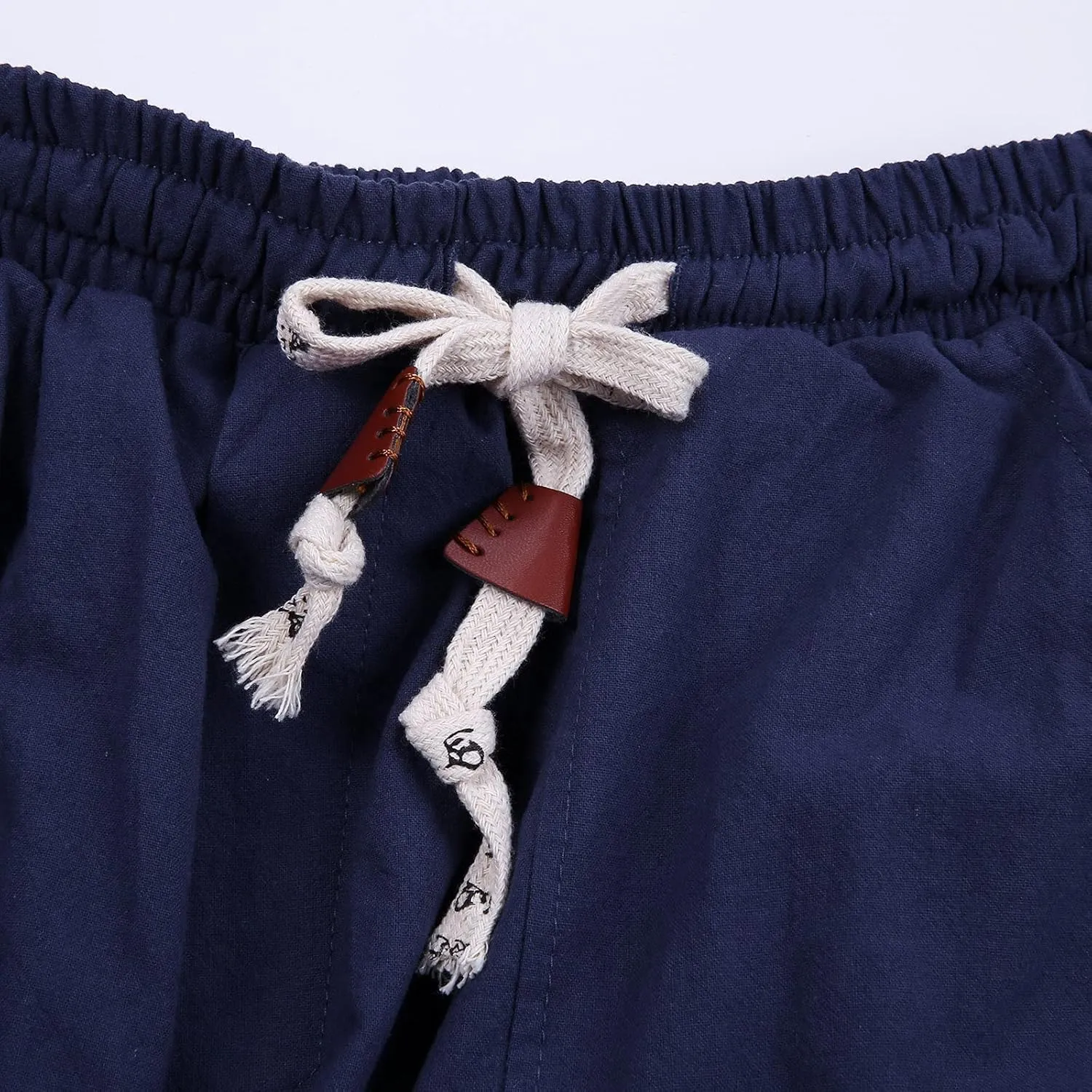 Mens Casual Pants Elastic Waist Drawstring Lightweight Loose Fit Summer Beach Trousers, Drop-Crotch Sweatpants for Men