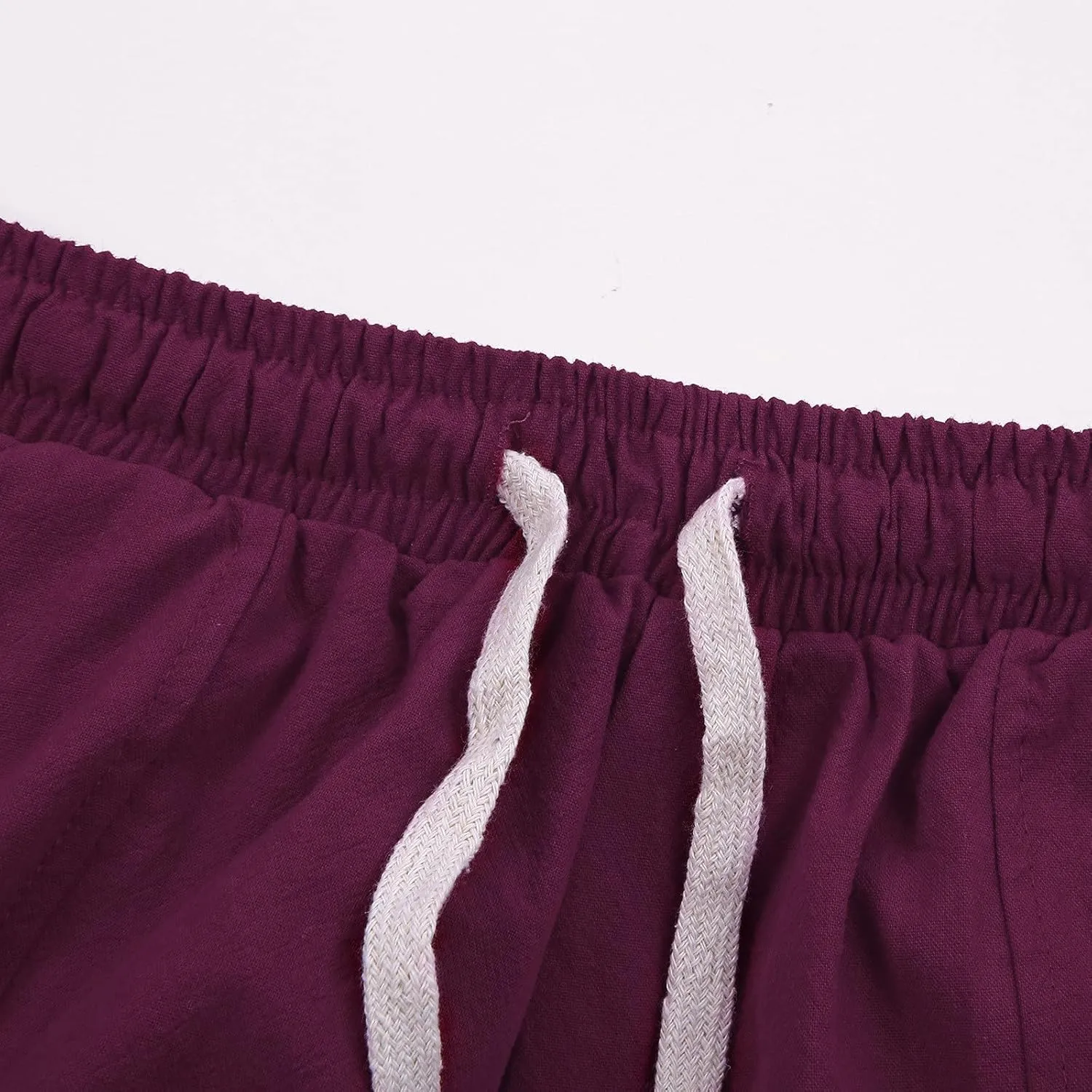 Mens Casual Pants Elastic Waist Drawstring Lightweight Loose Fit Summer Beach Trousers, Drop-Crotch Sweatpants for Men