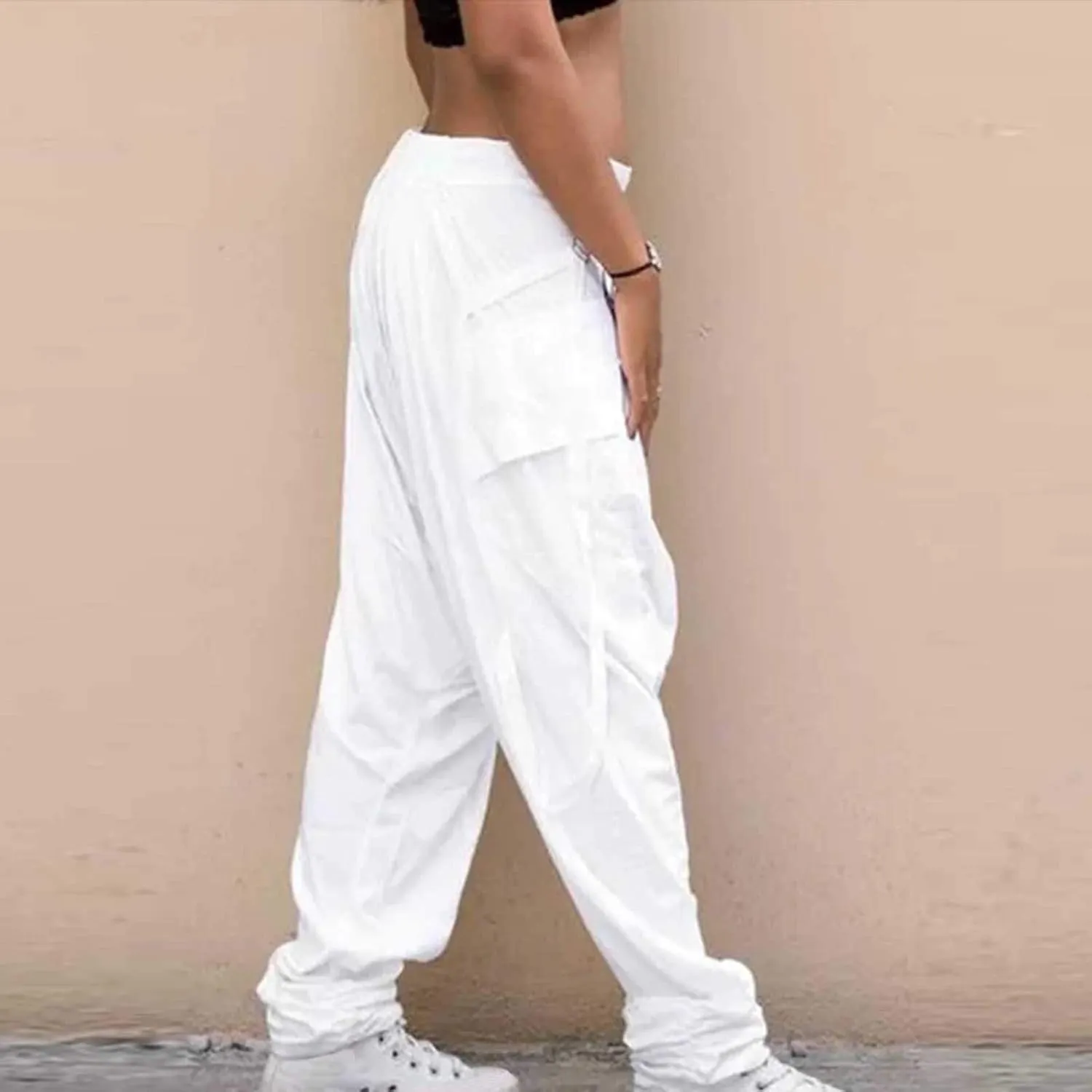 Mens Cotton Baggy Hippie Boho Gypsy Aladdin Yoga Harem Pants Casual Drop Crotch Trouser Elastic Waisted Yoga