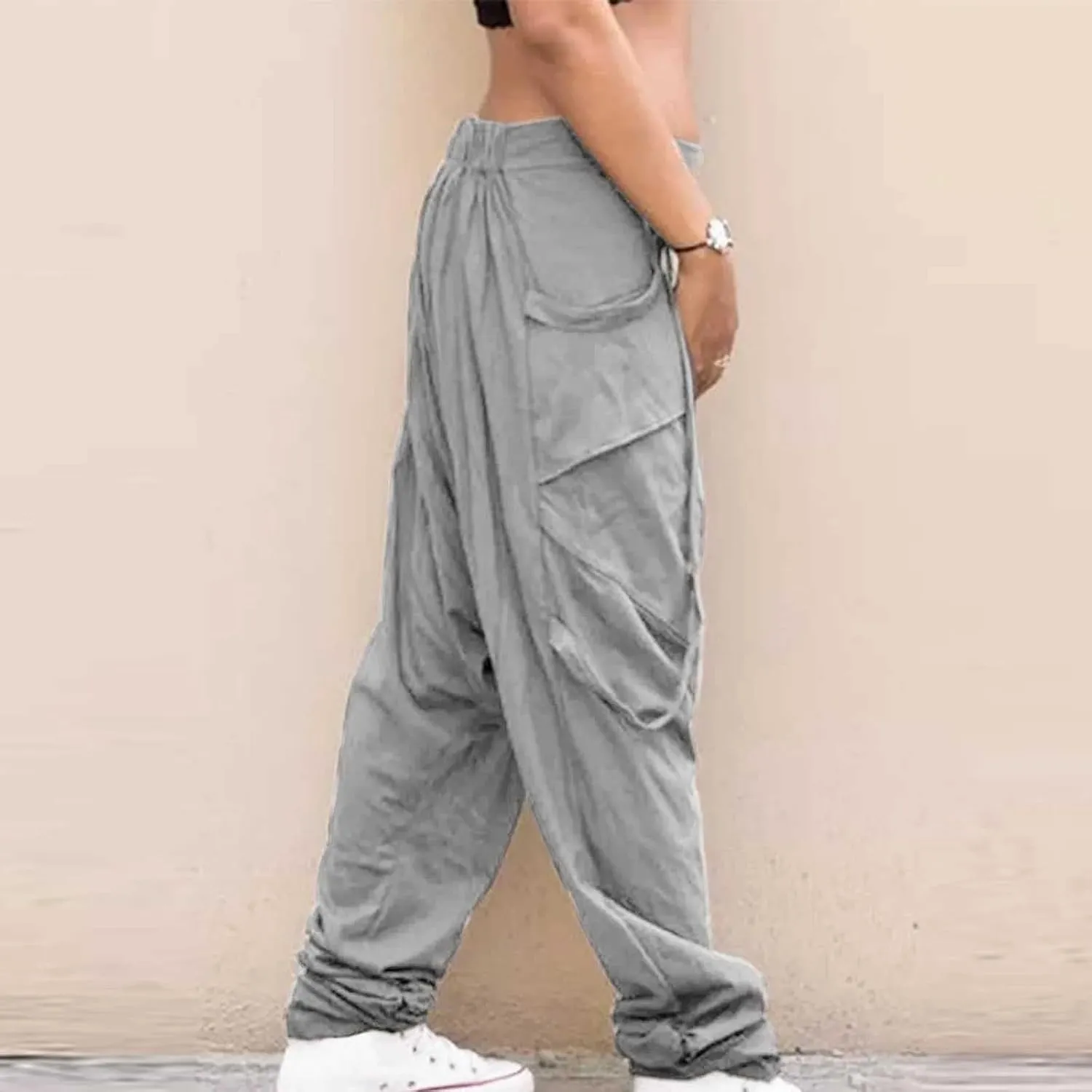 Mens Cotton Baggy Hippie Boho Gypsy Aladdin Yoga Harem Pants Casual Drop Crotch Trouser Elastic Waisted Yoga