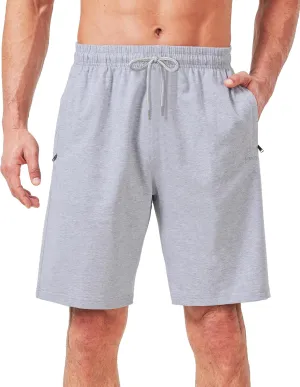 Mens Cotton Shorts Sweat Athletic Shorts for Men, Lounge, Gym, Yoga, Workout with Zipper Pockets