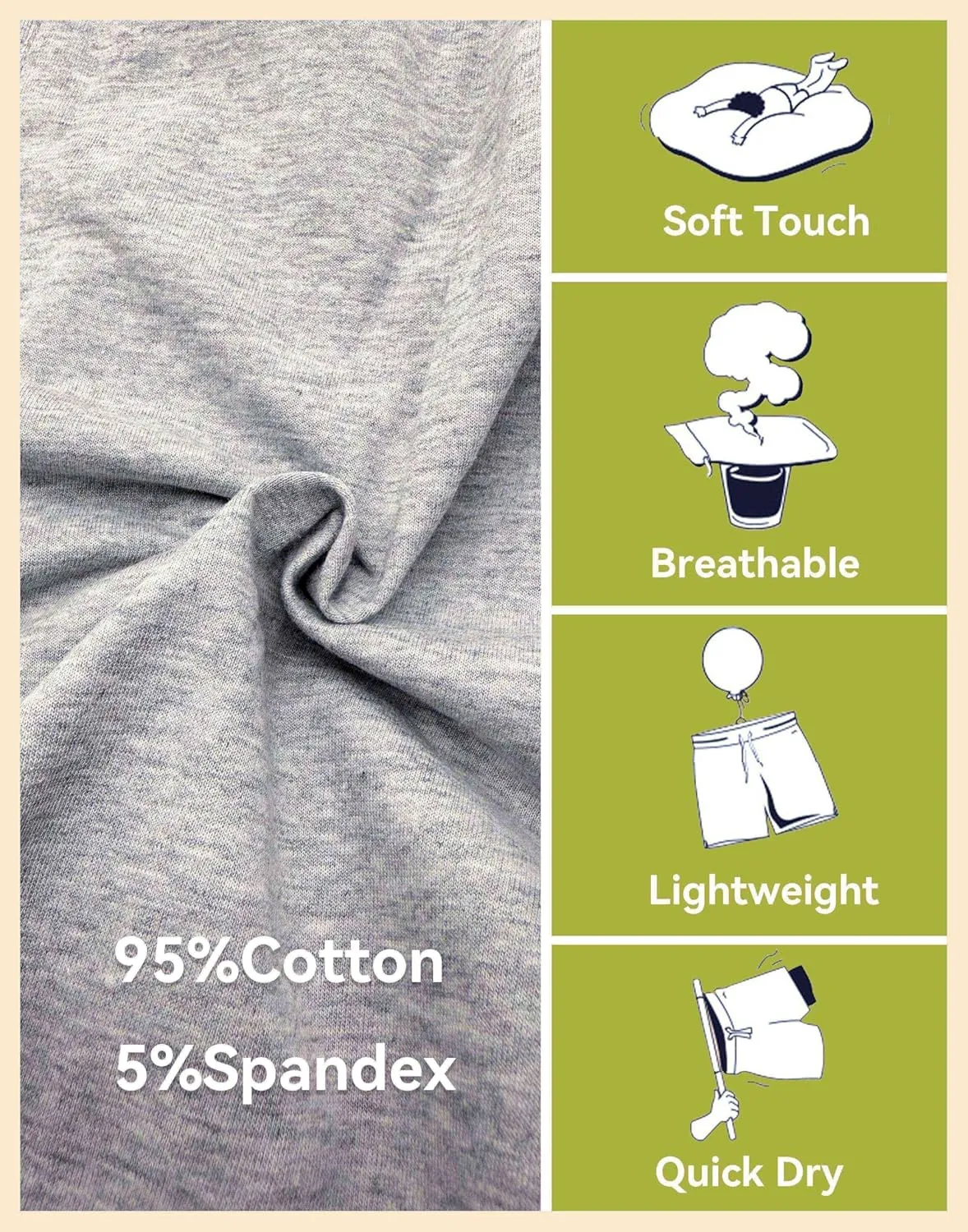 Mens Cotton Shorts Sweat Athletic Shorts for Men, Lounge, Gym, Yoga, Workout with Zipper Pockets