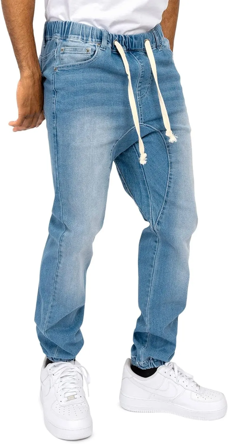 Men's Drop Crotch Joggers Denim Jean Pants