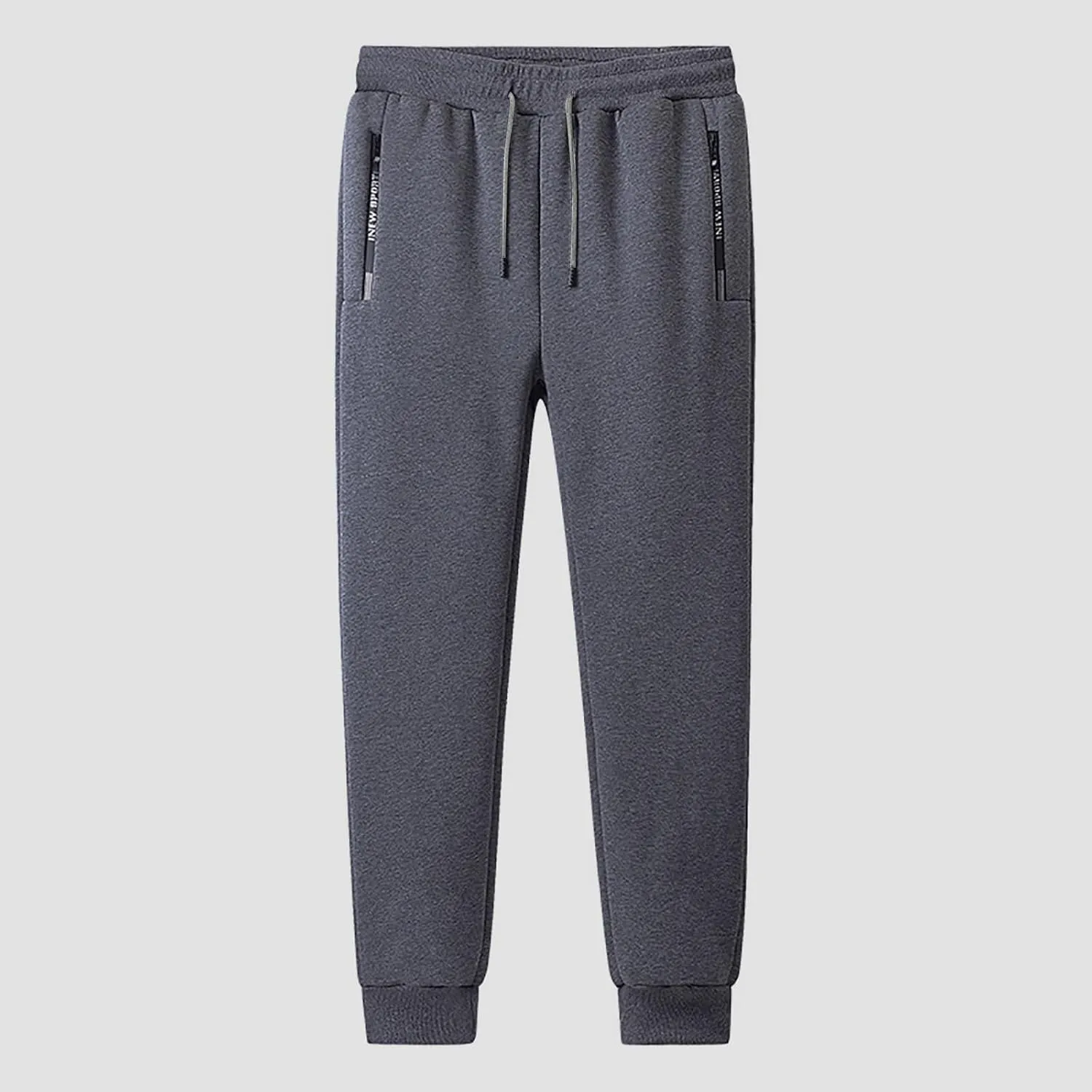 Mens Fleece Lined Pants, Mens Sherpa Lined Sweatpants Winter Warm Fleece Pants Straight Leg Drawstring Jogging Pants