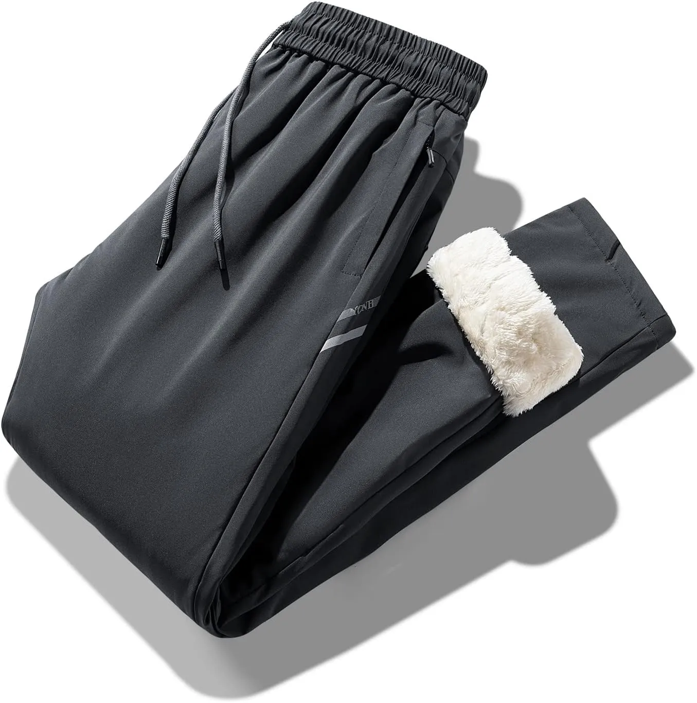 Mens Fleece Lined Sweatpants Oversized Thicken Warm Straight Leg Athletic Joggers Baggy Drawstring Workout Trousers