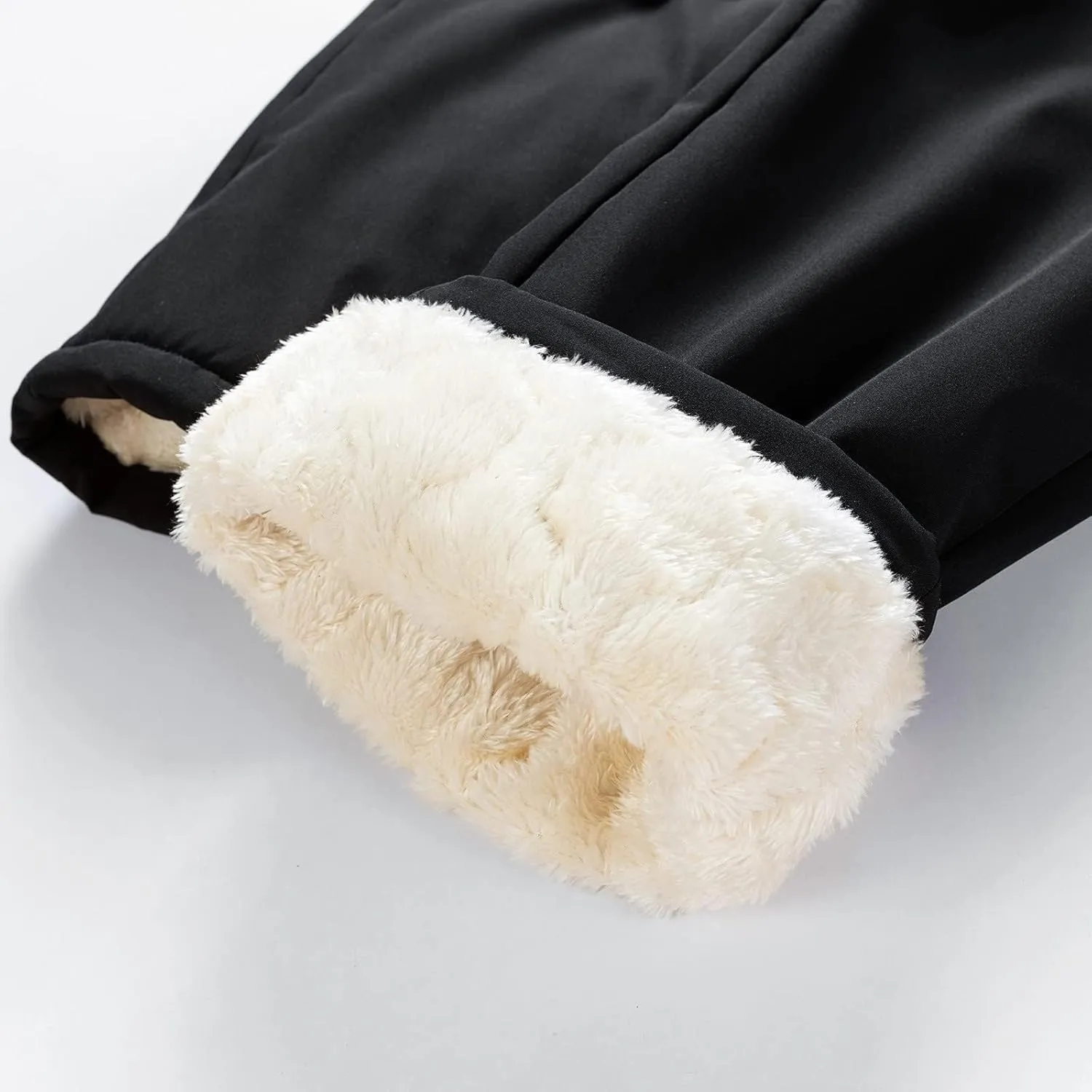 Mens Fleece Lined Sweatpants Oversized Thicken Warm Straight Leg Athletic Joggers Baggy Drawstring Workout Trousers