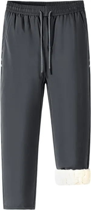 Mens Fleece Lined Sweatpants Oversized Thicken Warm Straight Leg Athletic Joggers Baggy Drawstring Workout Trousers