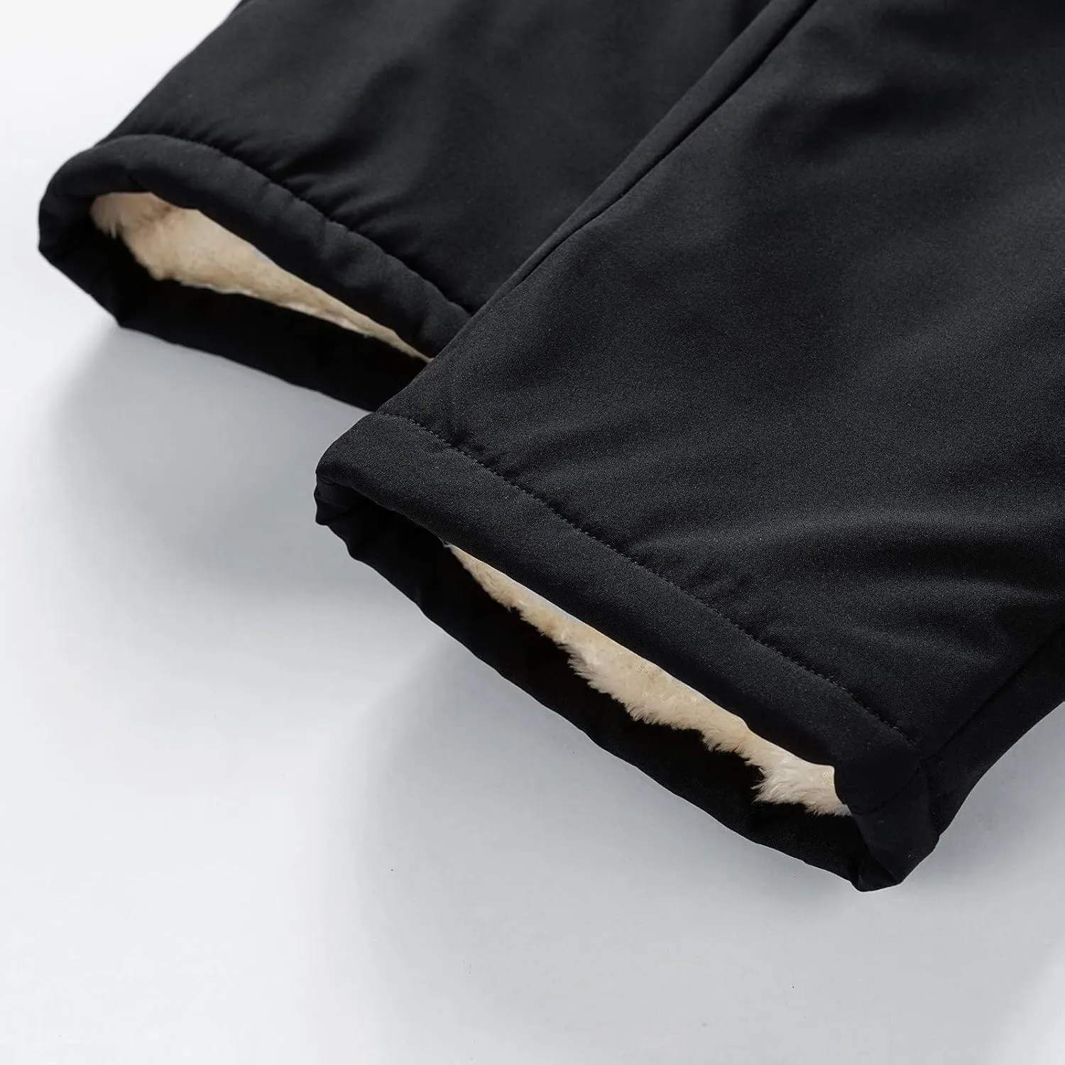 Mens Fleece Lined Sweatpants Oversized Thicken Warm Straight Leg Athletic Joggers Baggy Drawstring Workout Trousers
