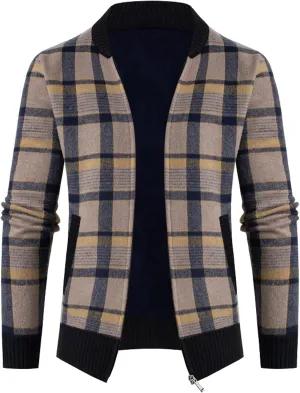 Mens Full Zip Cardigan Sweaters Fashion Fall Winter Sweaters Warm Lapel Hooded Jacket Sweater Coats Jackets