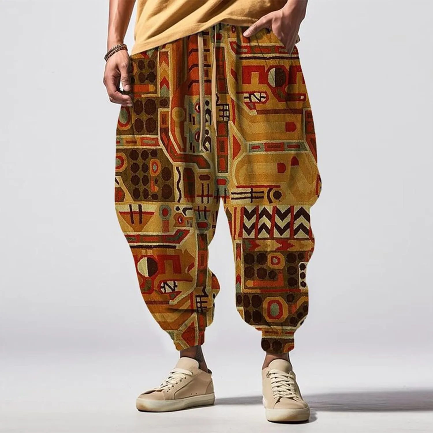 Mens Joggers Fun Print Fashion Street Feel Casual Sweatpants Baggy Elastic Waist Novelty Pant Mens Linen Pants Pants