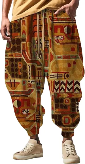 Mens Joggers Fun Print Fashion Street Feel Casual Sweatpants Baggy Elastic Waist Novelty Pant Mens Linen Pants Pants