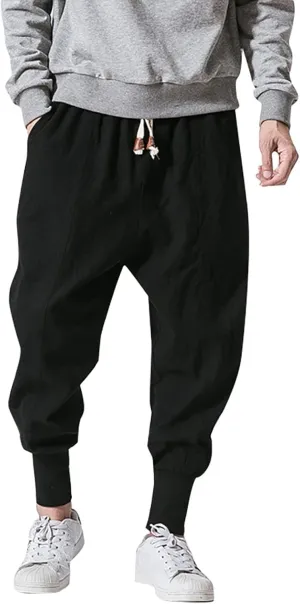 Men's Joggers Sweatpants Baggy Drop Crotch Drawstring Elastic Waist Harem Pants Baggy Hip Hop Sports Jogger Pant
