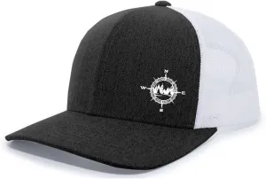 Men's Outdoors Compass Scenic Forest Woodland Embroidered Mesh Back Trucker Hat