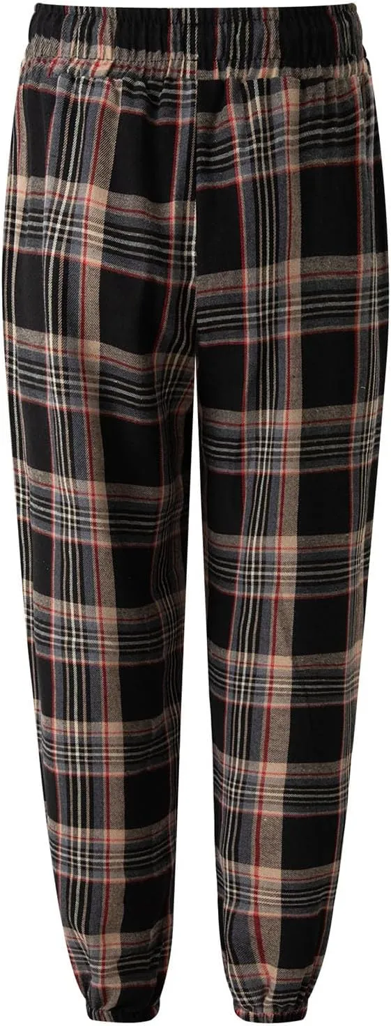 Mens Plaid Sweatpants Elastic Waist Casual Lounge Bottom Soft Comfy Long Pants Sportswear with Pocket and Drawstring