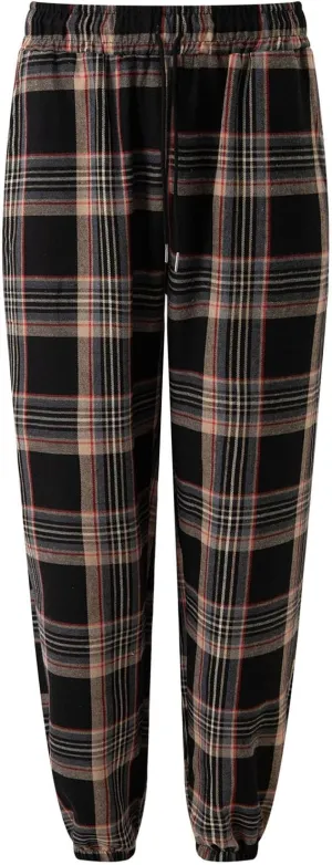 Mens Plaid Sweatpants Elastic Waist Casual Lounge Bottom Soft Comfy Long Pants Sportswear with Pocket and Drawstring