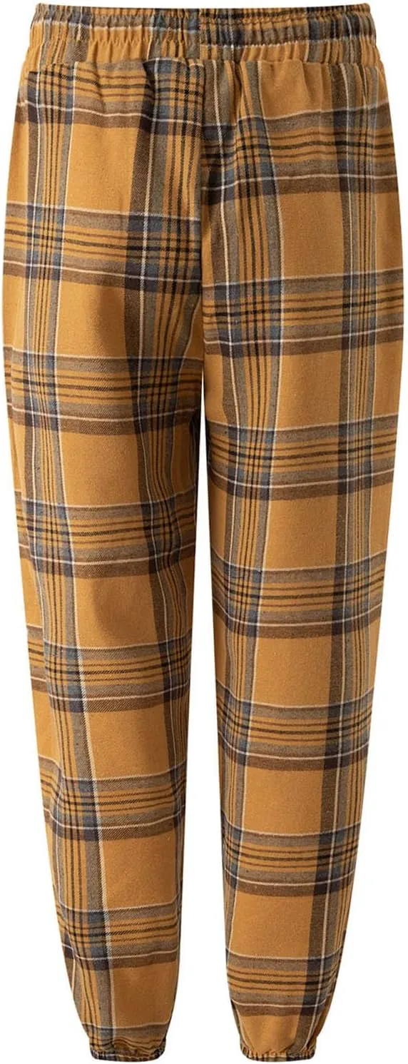 Mens Plaid Sweatpants Elastic Waist Casual Lounge Bottom Soft Comfy Long Pants Sportswear with Pocket and Drawstring